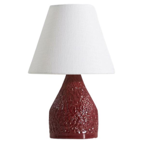 Swedish Designer, Table Lamp, Red-Glazed Ceramic, Sweden, 1960s For Sale