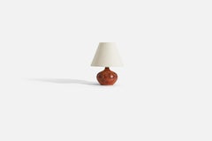Swedish Designer, Table Lamp, Red-Orange Glazed Stoneware, Sweden, 1960s