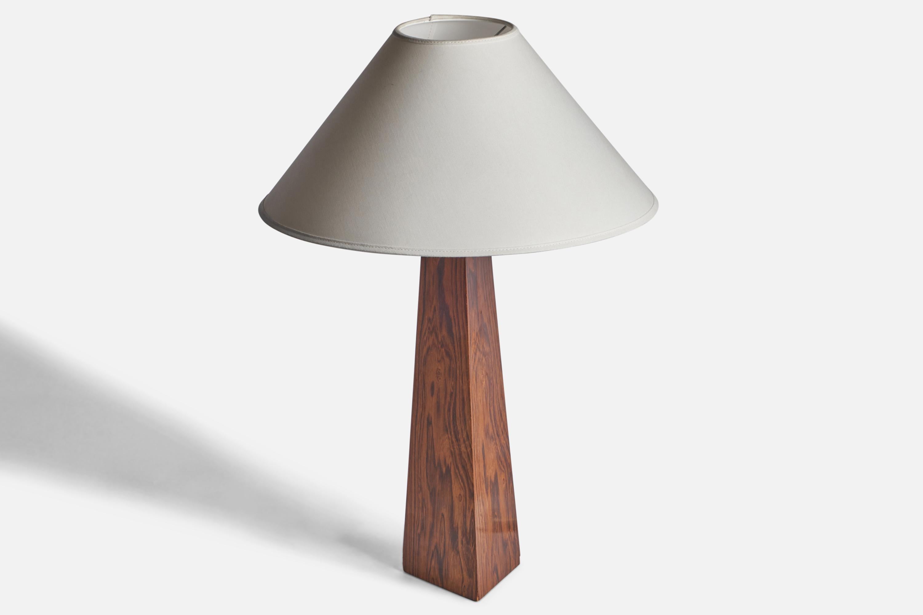 Mid-Century Modern Swedish Designer, Table Lamp, Rosewood, Sweden, 1950s For Sale