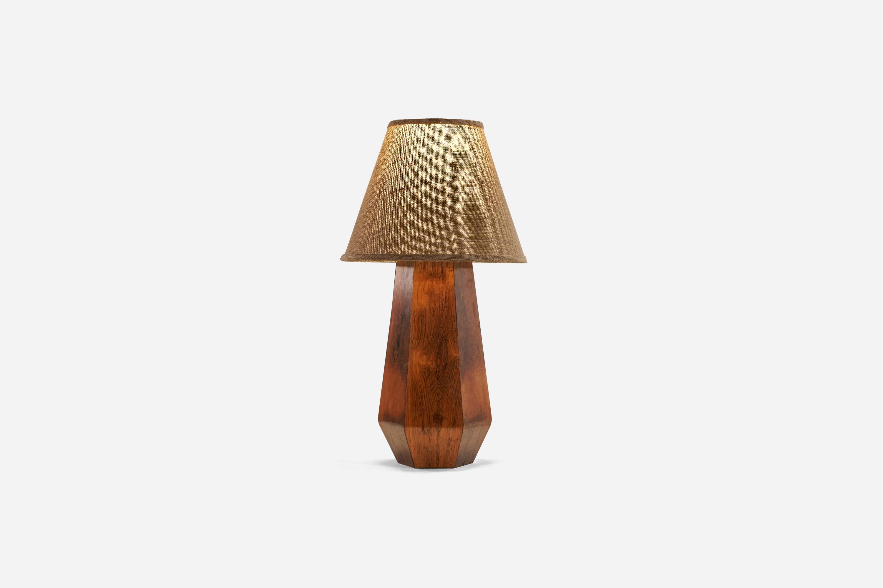 Swedish Designer, Table Lamp, Rosewood, Sweden, c. 1960s In Good Condition In High Point, NC