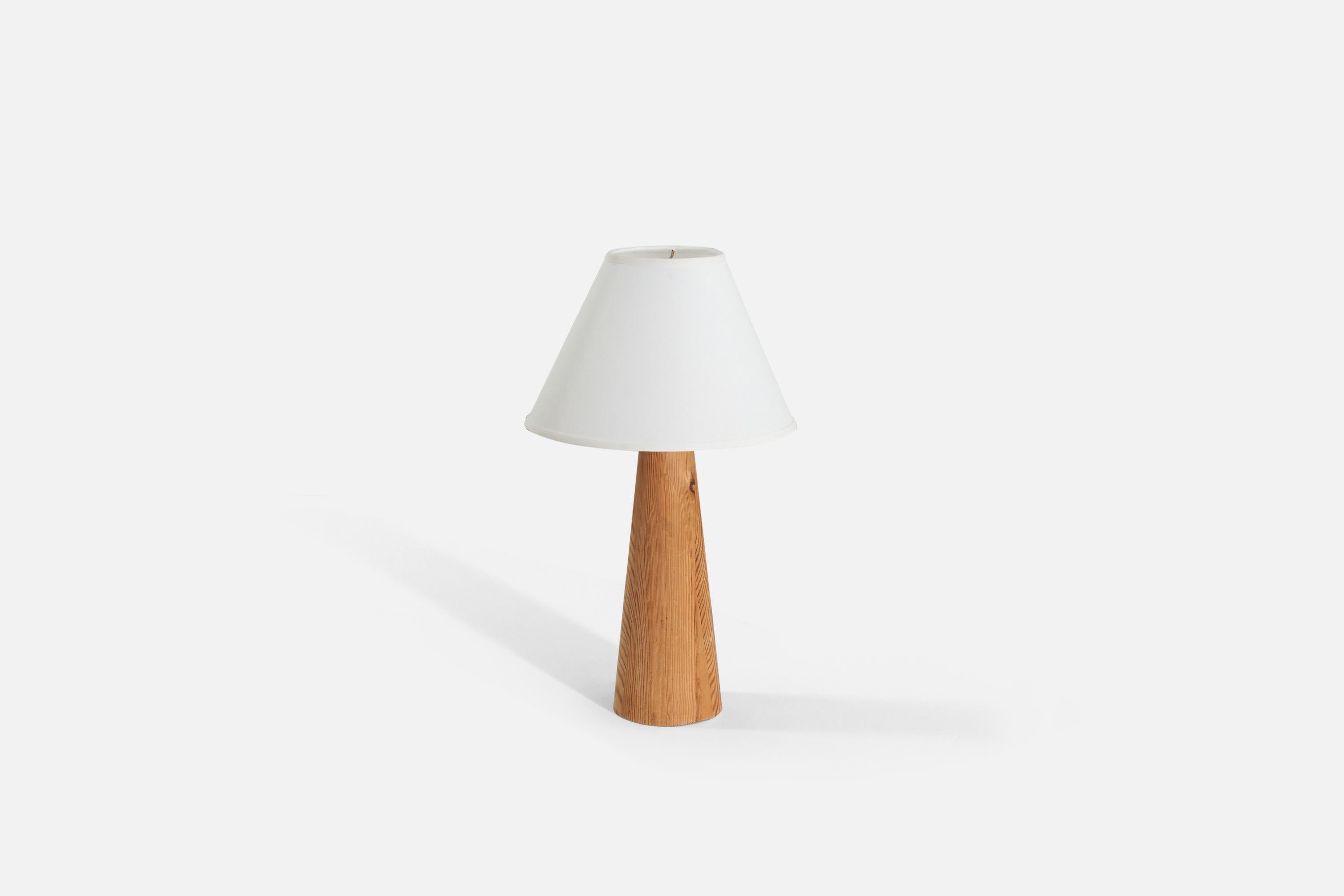 Mid-Century Modern Swedish Designer, Table Lamp, Solid Pine, Sweden, 1960s For Sale