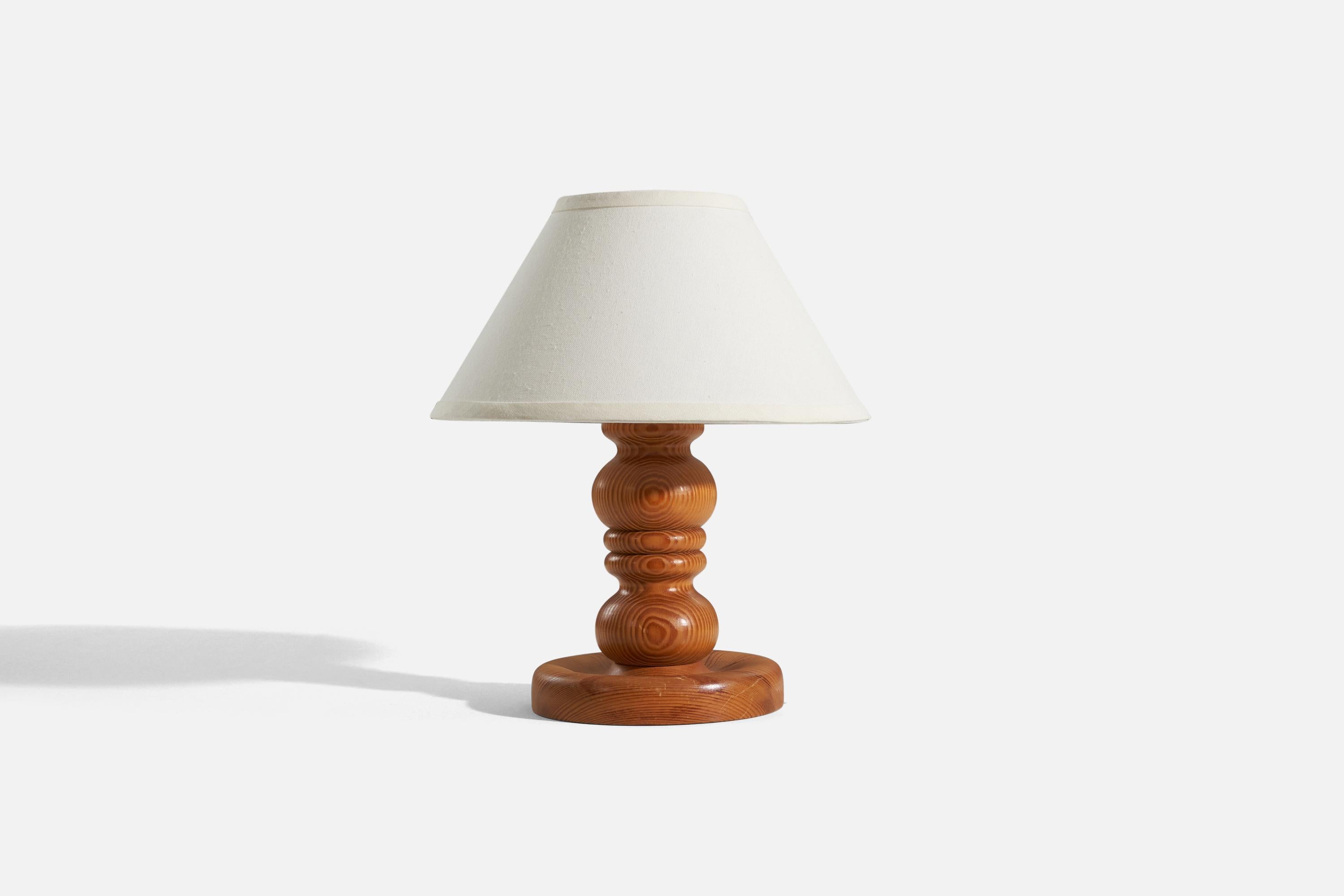 Modern Swedish Designer, Table Lamp, Solid Pine, Sweden, 1970s For Sale