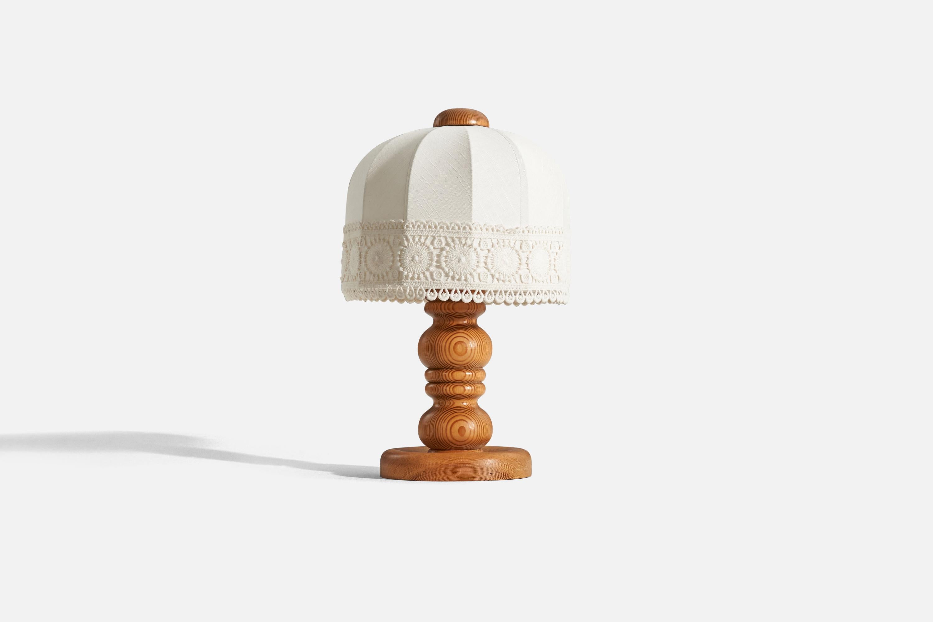 Modern Swedish Designer, Table Lamp, Solid Pine, Sweden, c. 1970s For Sale