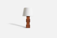 Swedish Designer, Table Lamp, Solid Teak, Sweden, c. 1950s