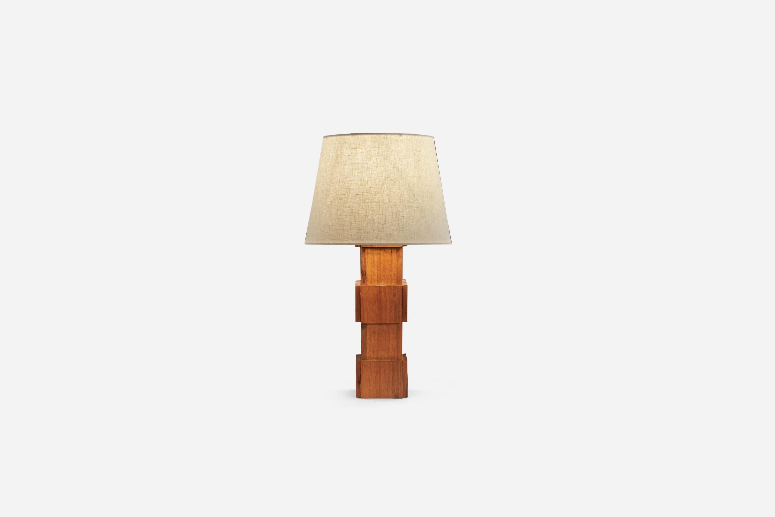 Swedish Designer, Table Lamp, Solid Teak, Sweden, c. 1950s In Good Condition For Sale In High Point, NC