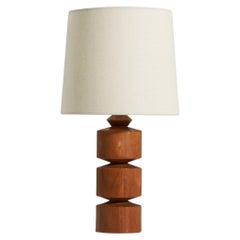 Swedish Designer, Table Lamp, Solid Teak, Sweden, c. 1950s