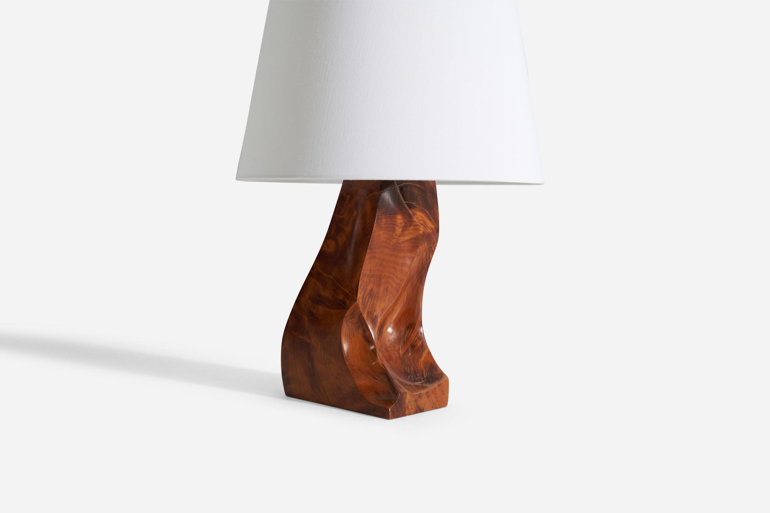 Moderne Designer suédois, lampe de bureau, bois massif, Suède, vers 1970 en vente