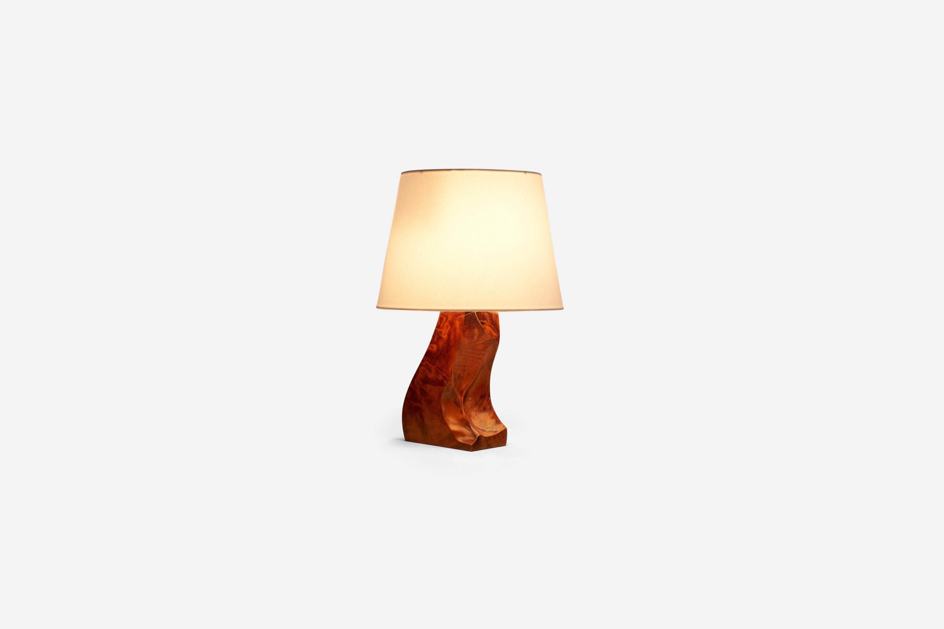 Fin du 20e siècle Designer suédois, lampe de bureau, bois massif, Suède, vers 1970 en vente