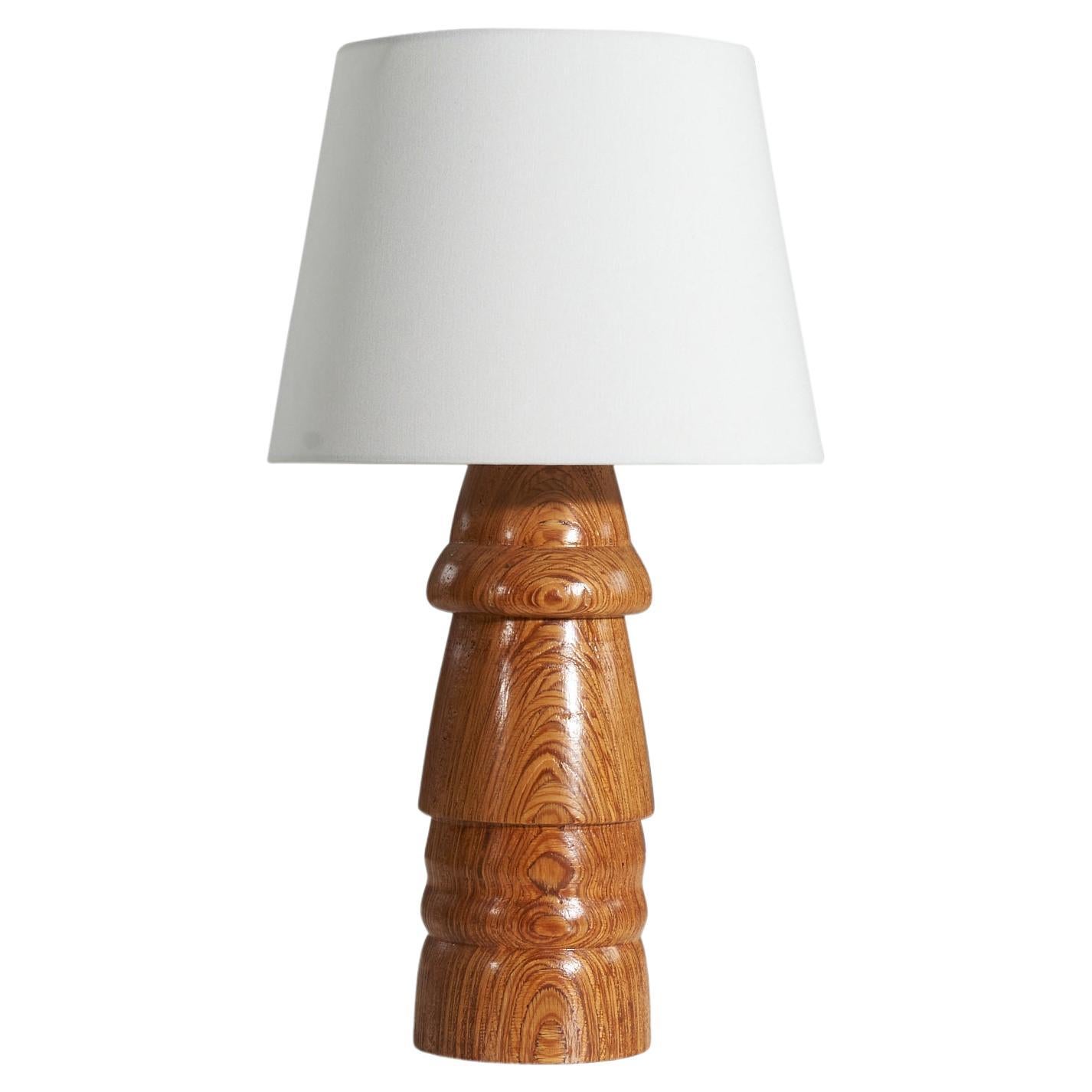 Swedish Designer, Table Lamp, Stack Laminated Pine Wood, Sweden, 1970s For Sale