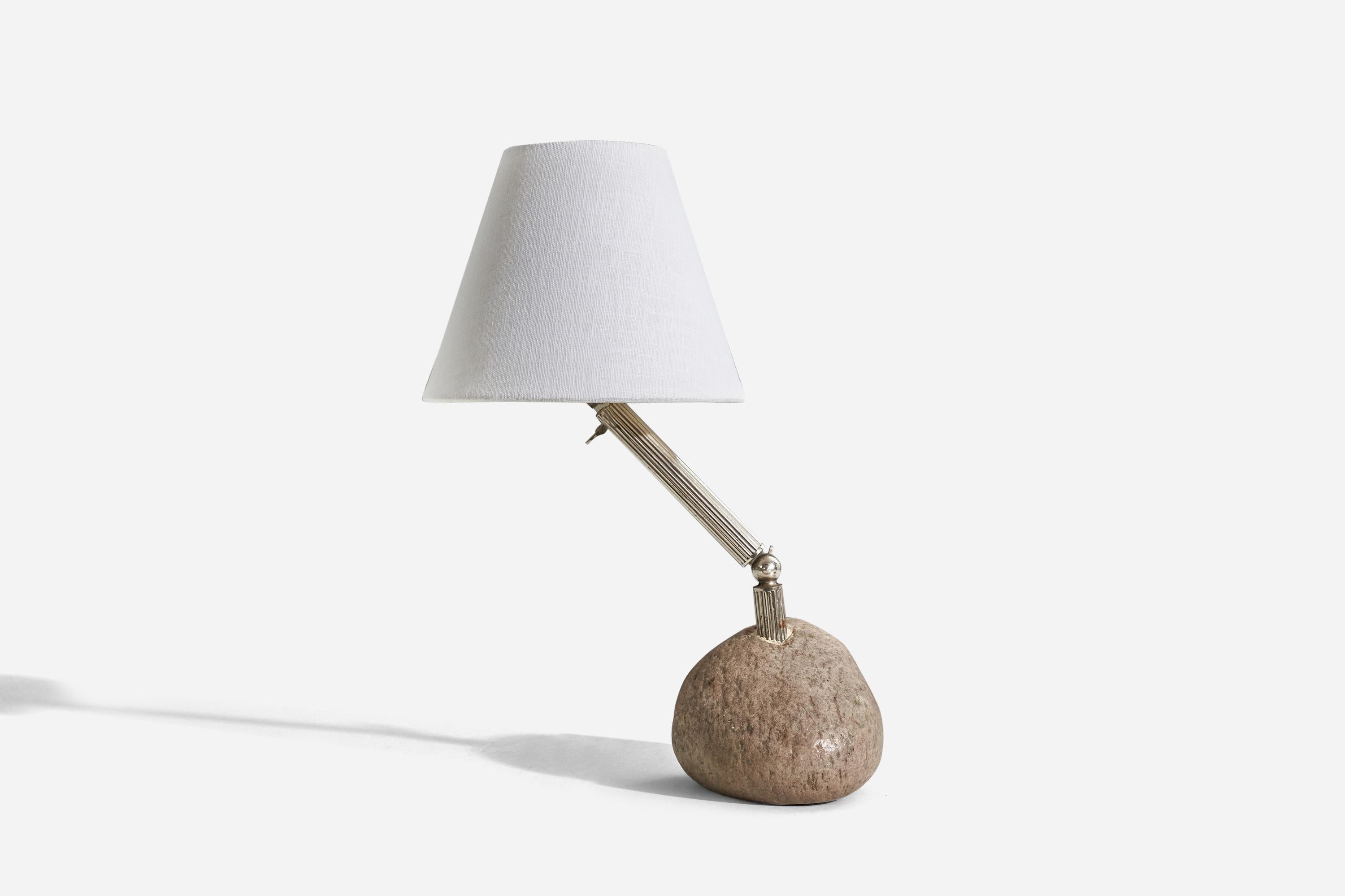 Modern Swedish Designer, Table Lamp, Stone, Metal, Sweden, c. 1970s For Sale