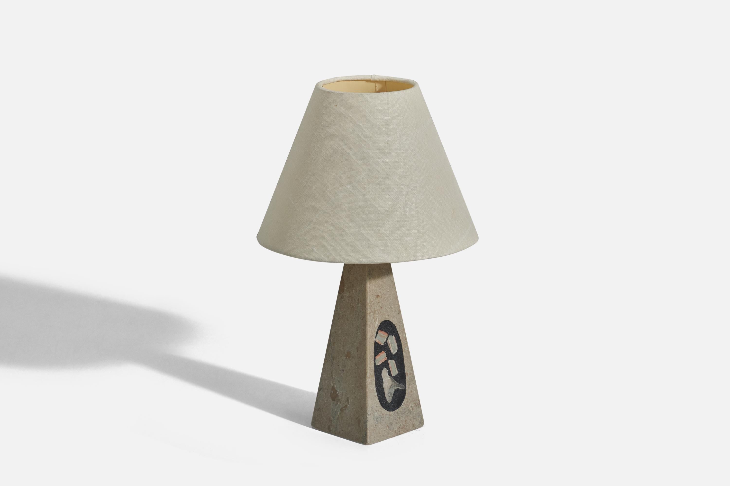 Scandinavian Modern Swedish Designer, Table Lamp, Stone, Sweden, 1970s For Sale