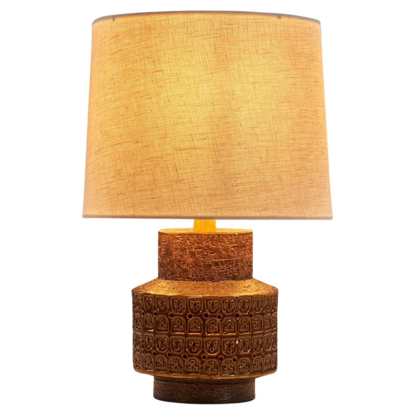 Swedish Designer, Table Lamp, Stoneware, Oak Sweden, c. 1960s For Sale