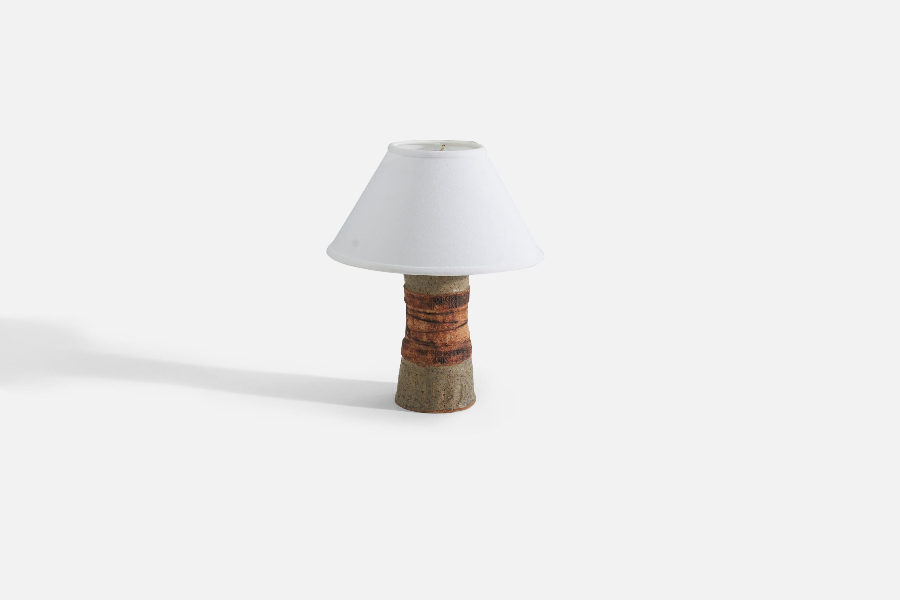 Mid-Century Modern Swedish Designer, Table Lamp, Stoneware, Sweden, 1960s For Sale