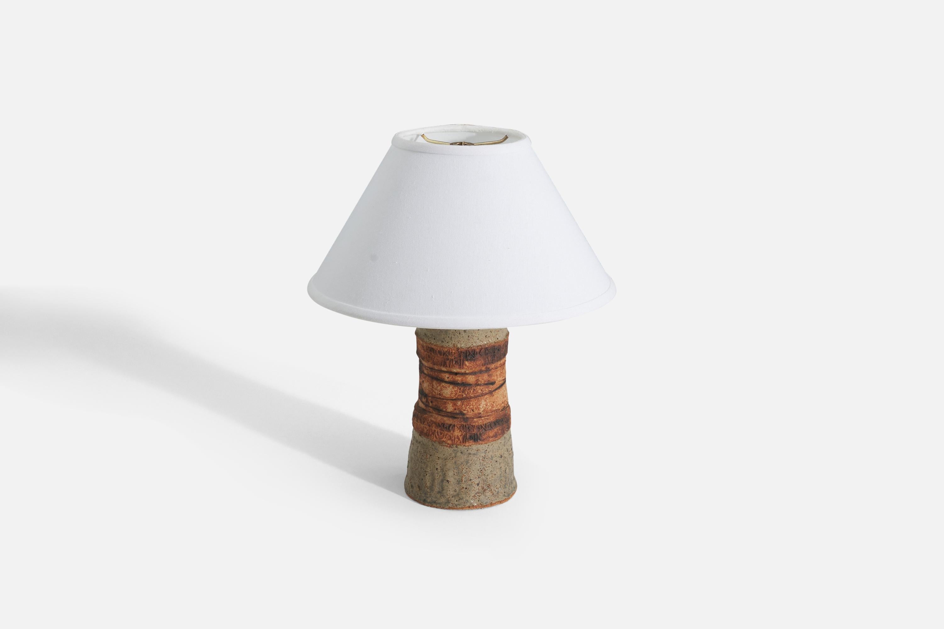 Mid-20th Century Swedish Designer, Table Lamp, Stoneware, Sweden, 1960s For Sale