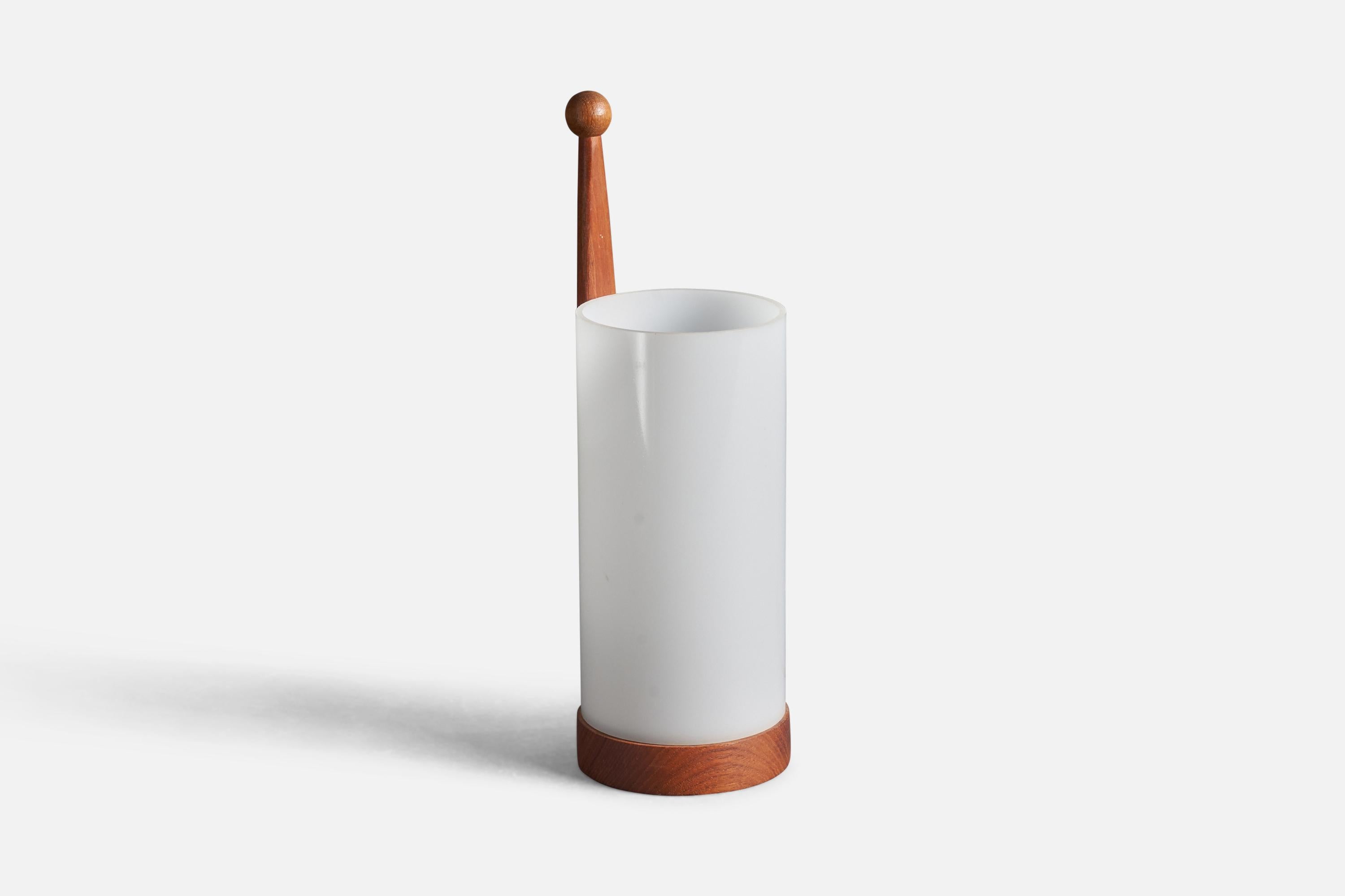 Mid-20th Century Swedish Designer, Table Lamp, Teak, Acrylic, Sweden, 1960s For Sale