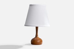 Swedish Designer, Table Lamp, Teak, Brass, Sweden, 1950s