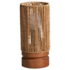 Swedish Designer, Table Lamp, Teak, Cord, Sweden, 1950s