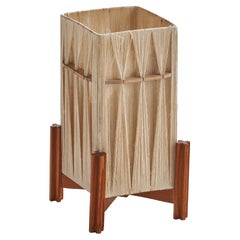 Swedish Designer, Table Lamp, Teak, Fabric, Sweden, 1950s