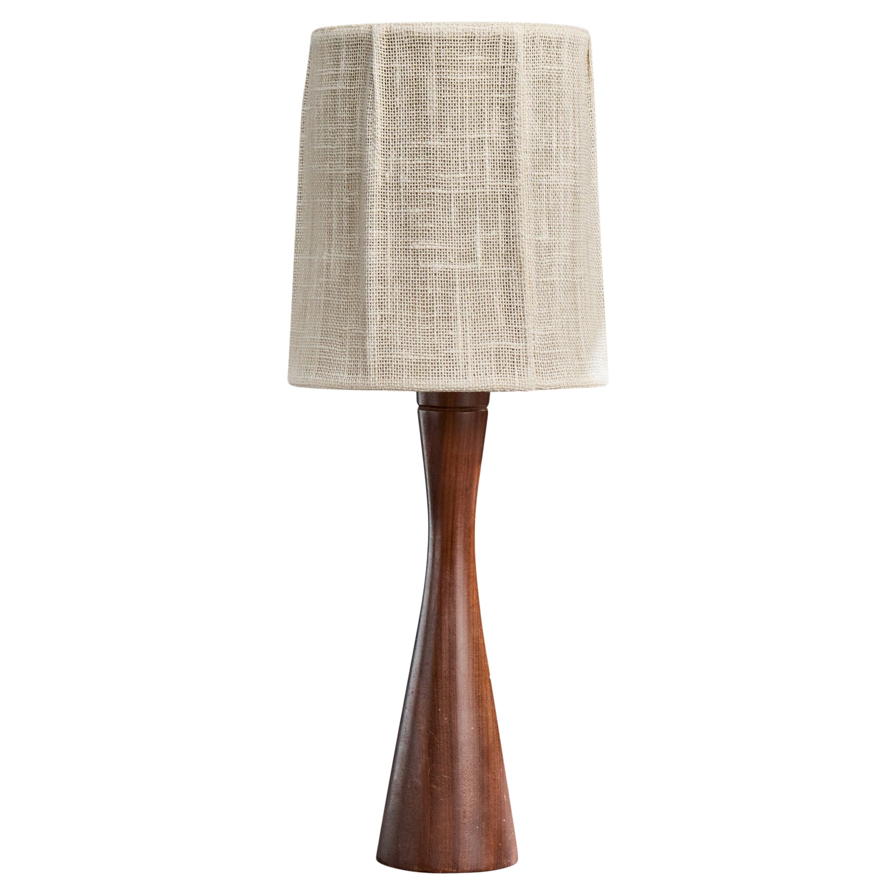 Designer suédois, lampe de table, teck, tissu, Suède, années 1950