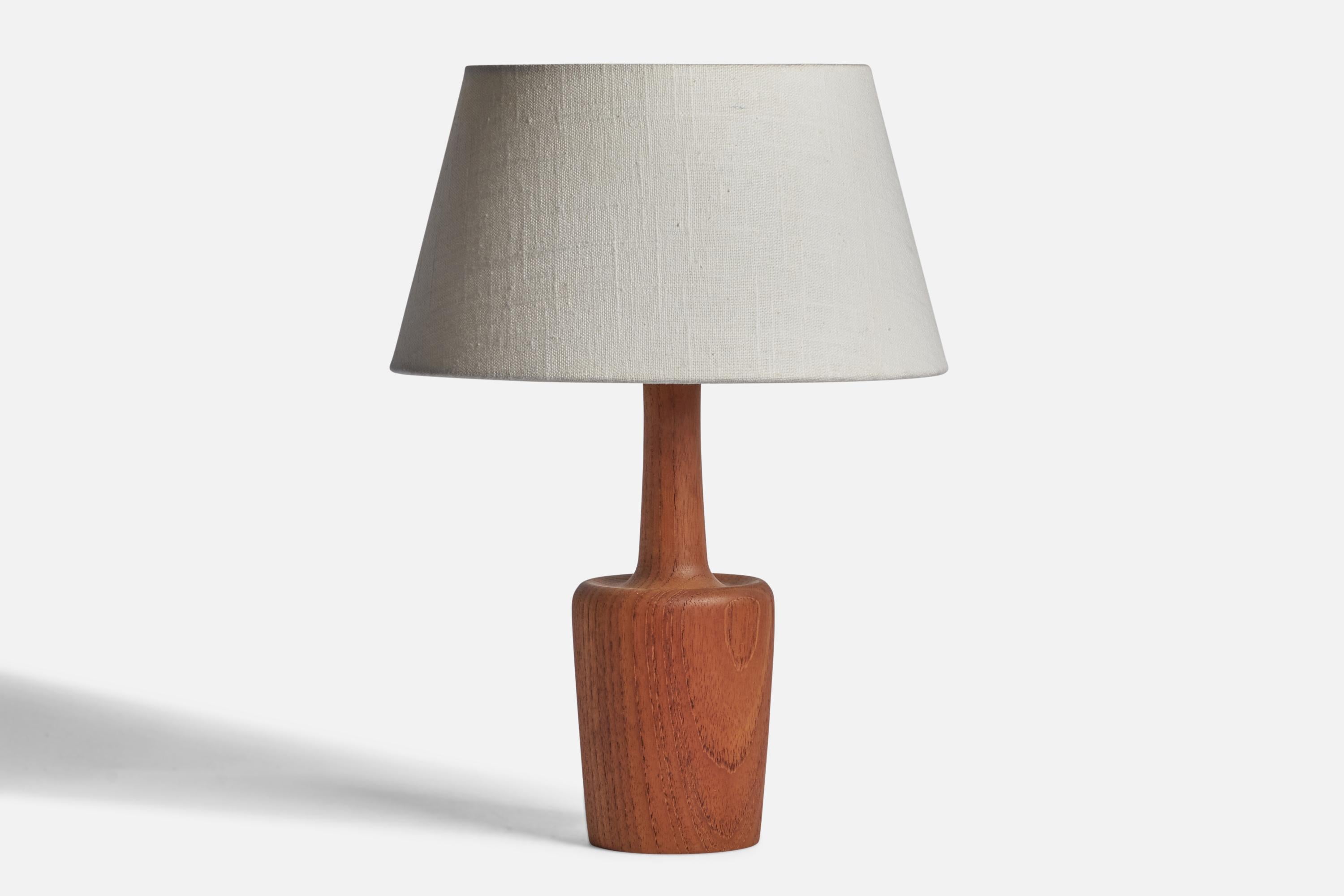 A teak table lamp designed and produced in Sweden, 1950s.

Dimensions of Lamp (inches): 11.25