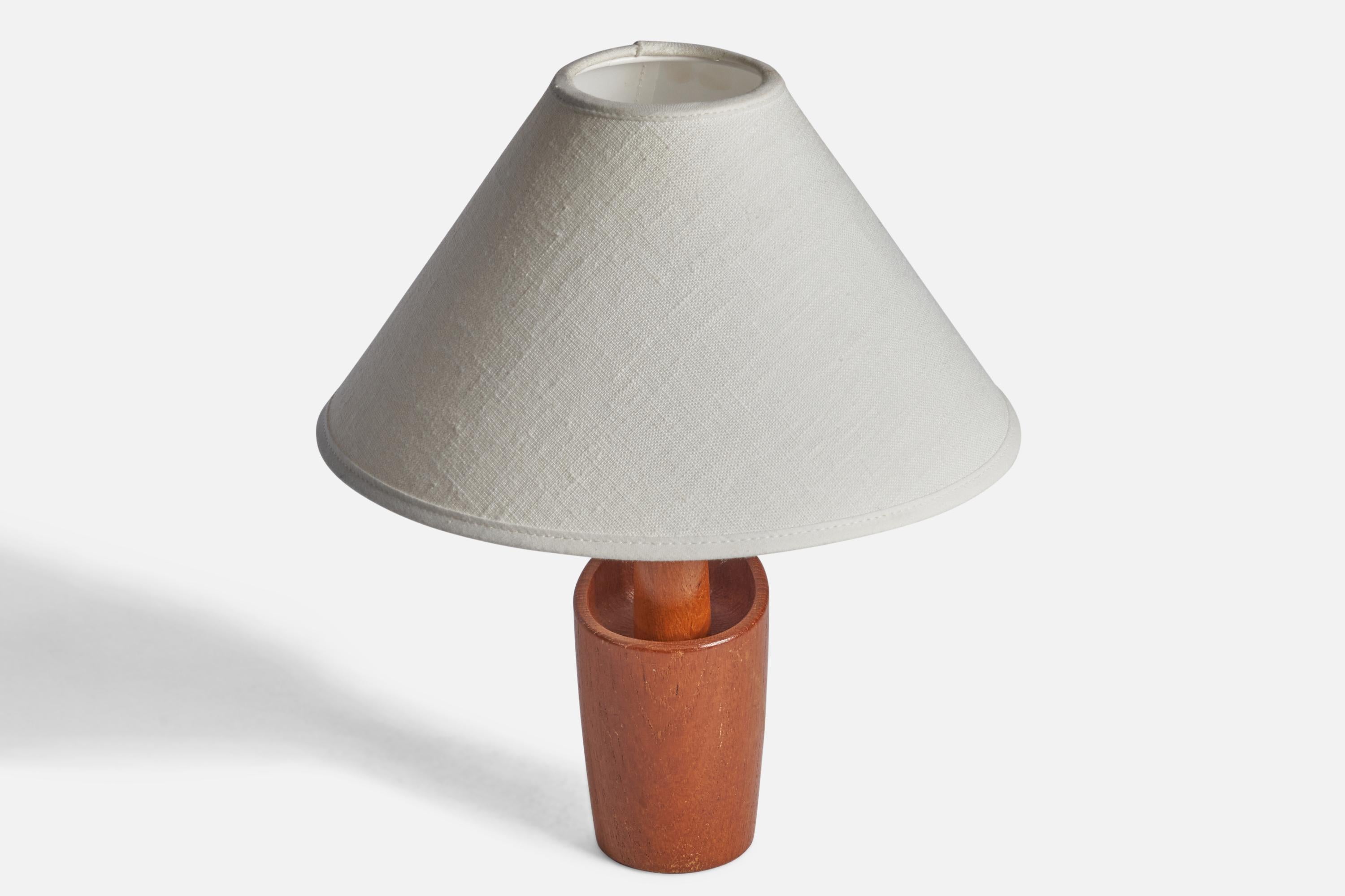 Mid-Century Modern Swedish Designer, Table Lamp, Teak, Sweden, 1950s For Sale
