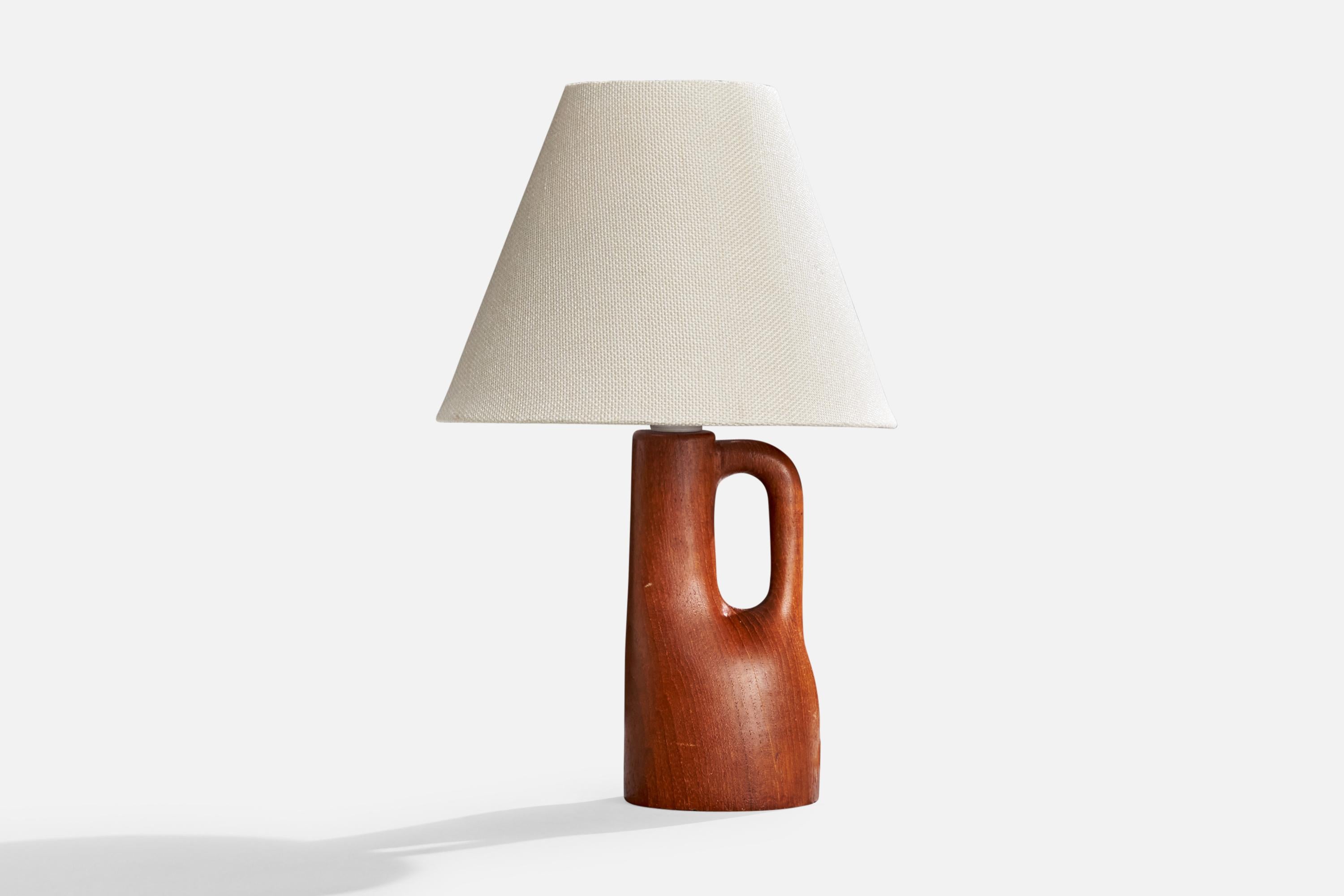 Scandinavian Modern Swedish Designer, Table Lamp, Teak, Sweden, 1950s For Sale