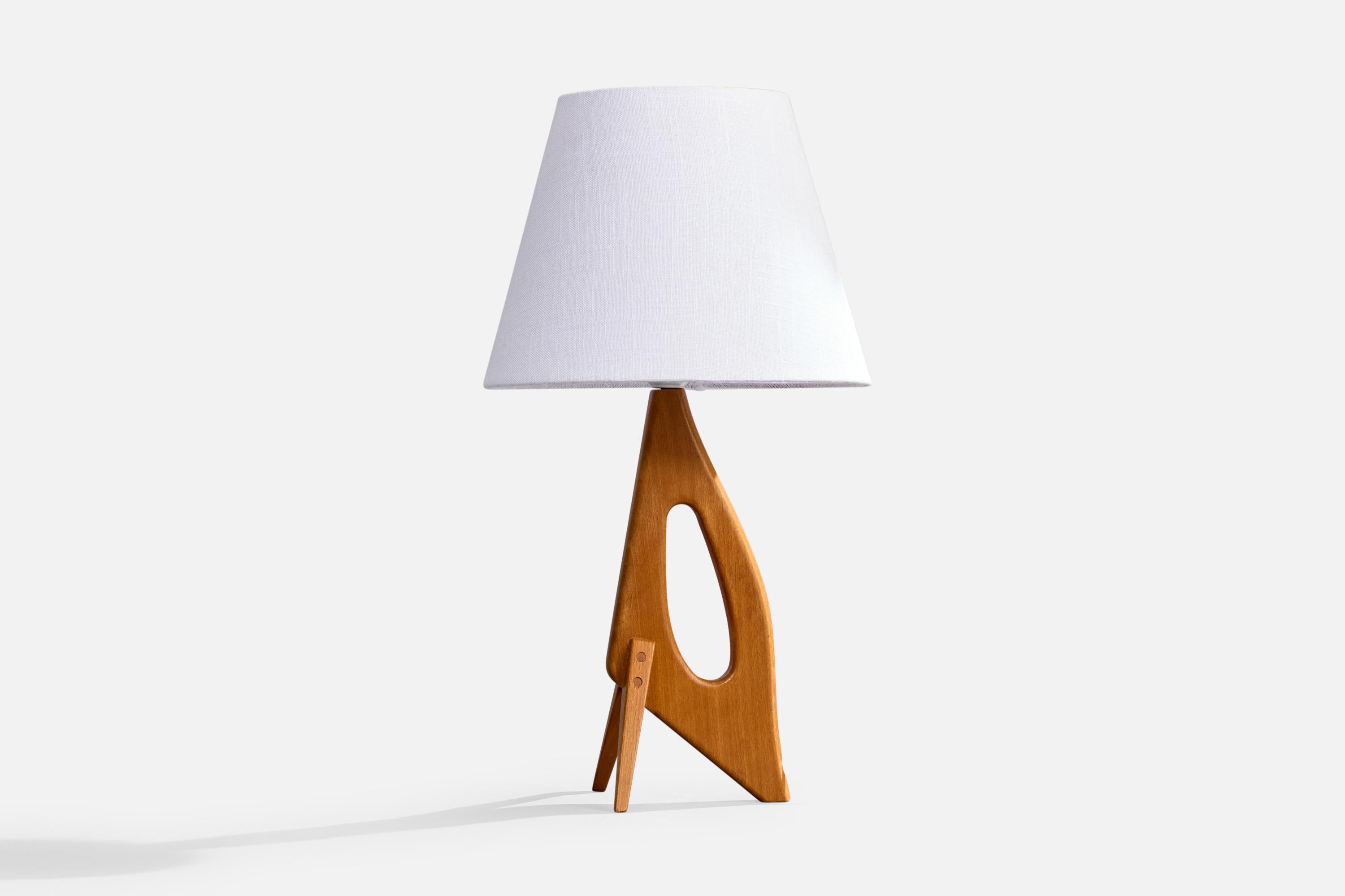 Mid-Century Modern Swedish Designer, Table Lamp, Teak, Sweden, 1950s For Sale