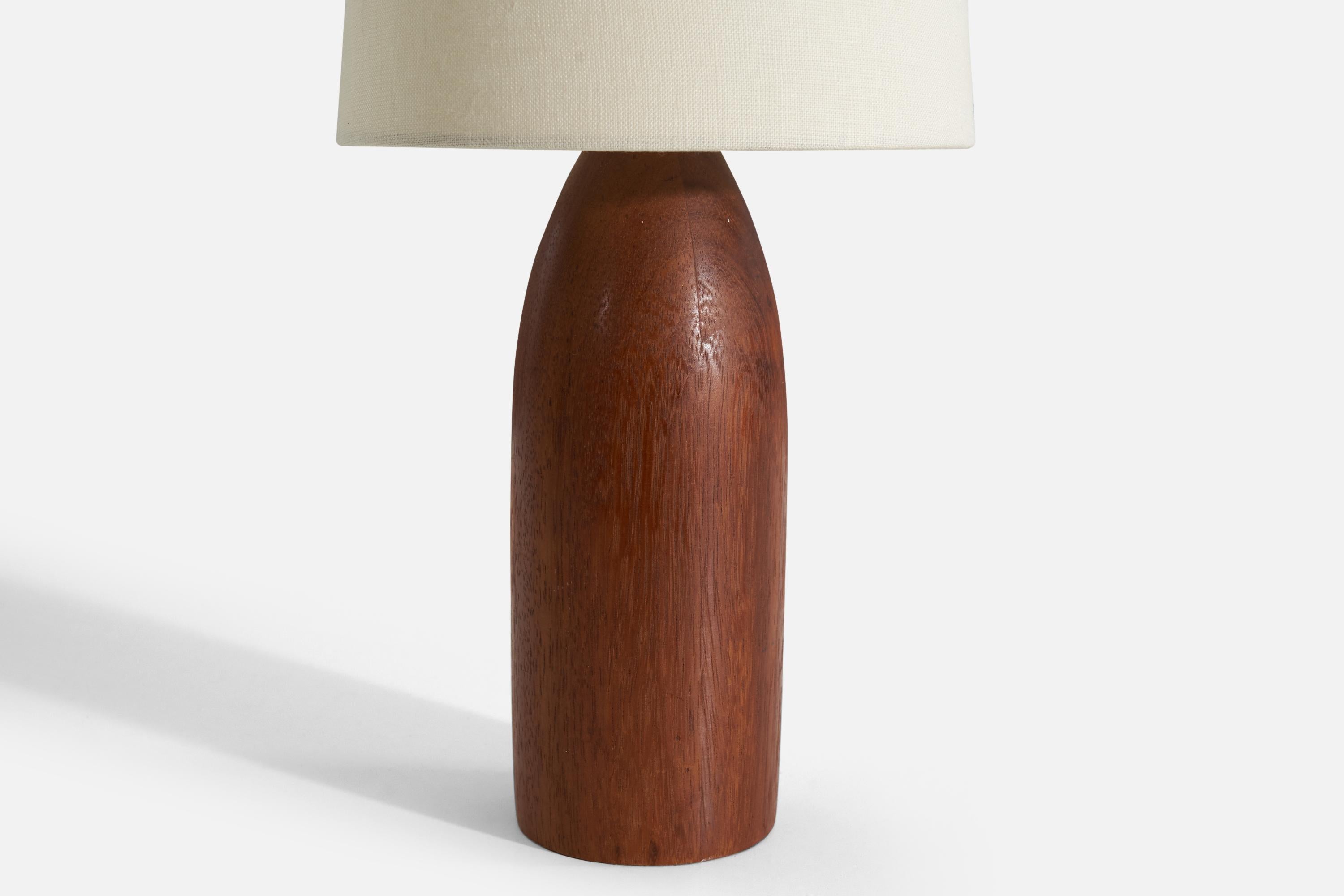 Swedish Designer, Table Lamp, Teak, Sweden, 1950s For Sale 1