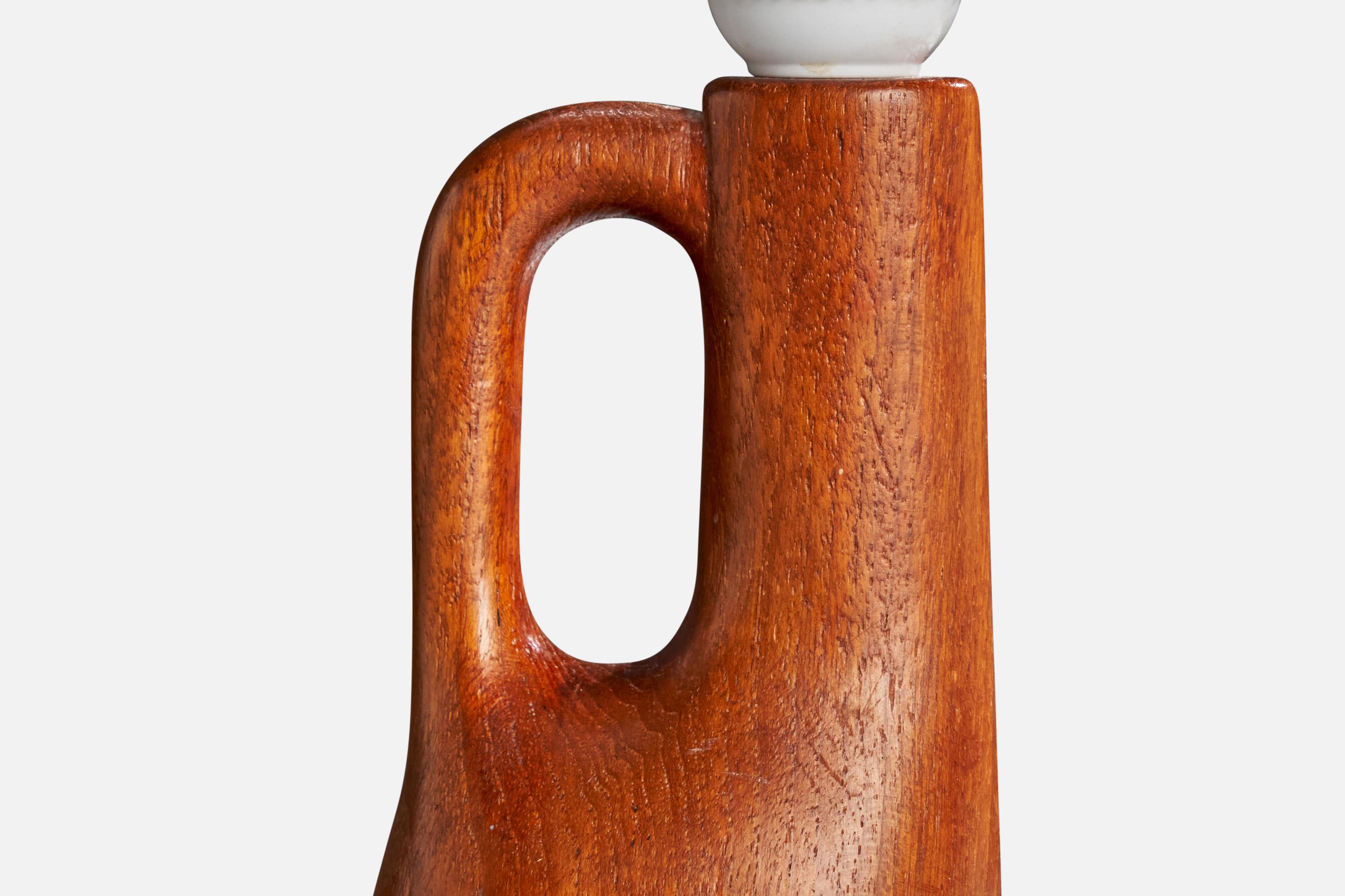 Swedish Designer, Table Lamp, Teak, Sweden, 1950s For Sale 1