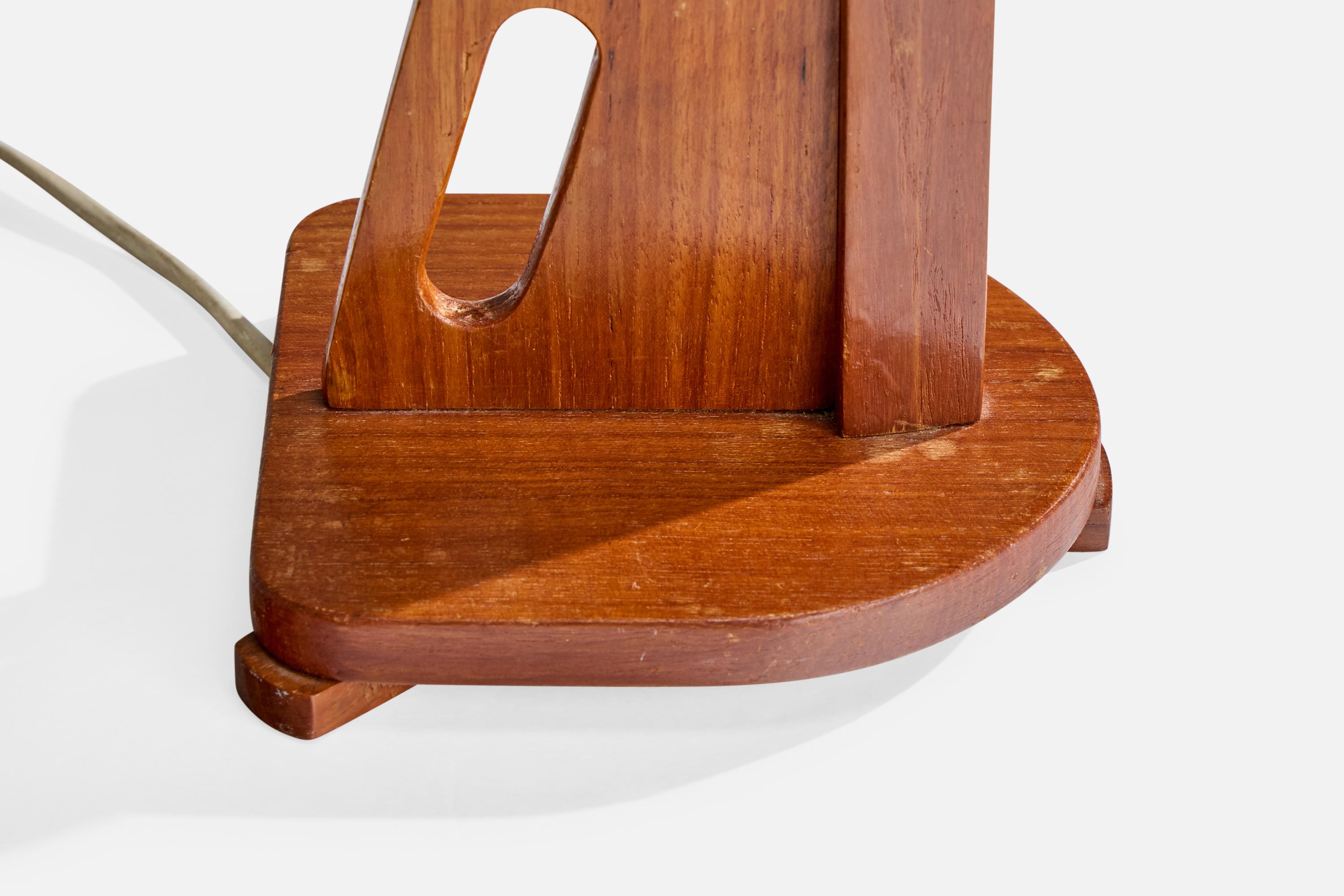 Diseñador sueco, Lámpara de mesa, Teca, Suecia, años 1950 en venta 1