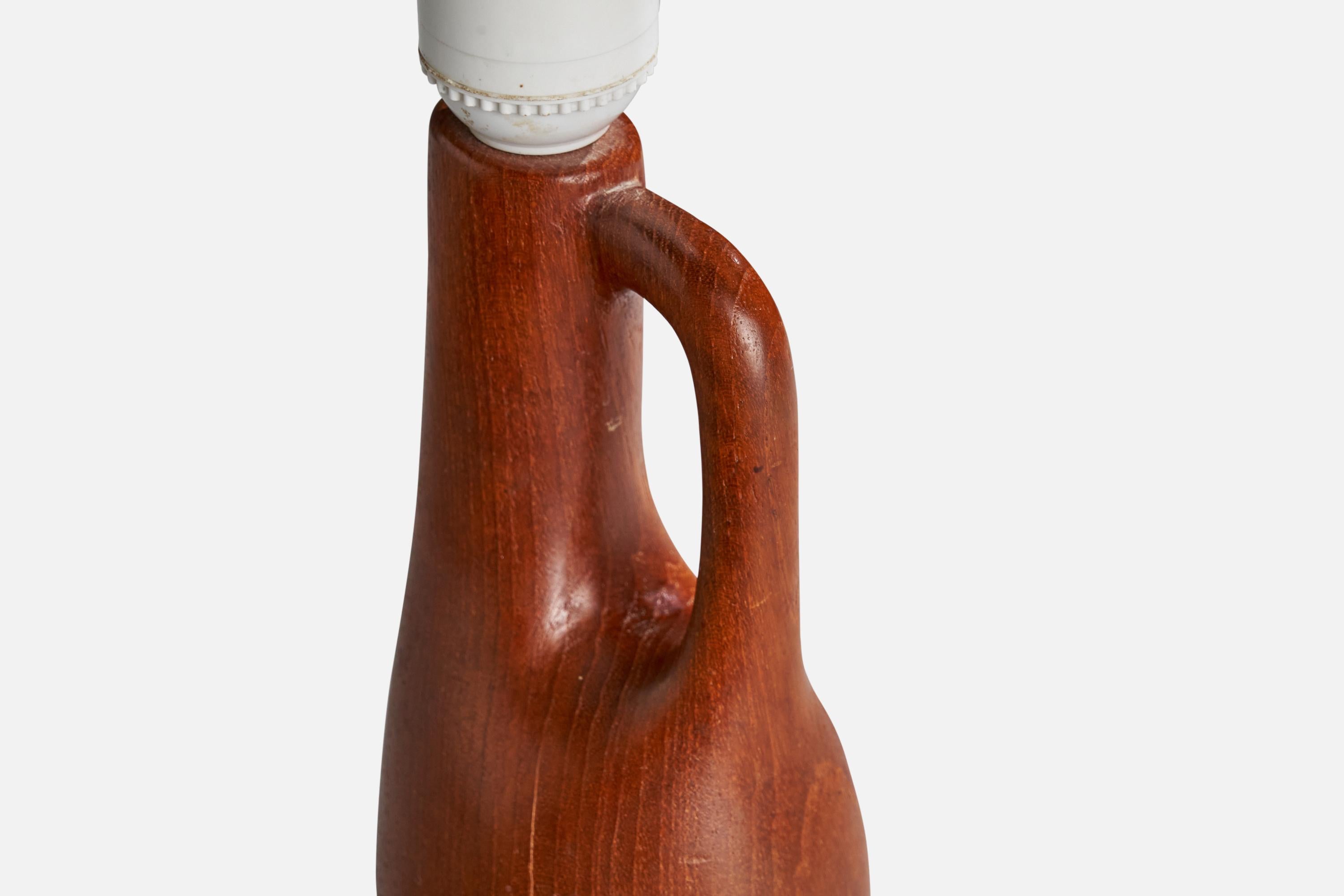 Swedish Designer, Table Lamp, Teak, Sweden, 1950s For Sale 3