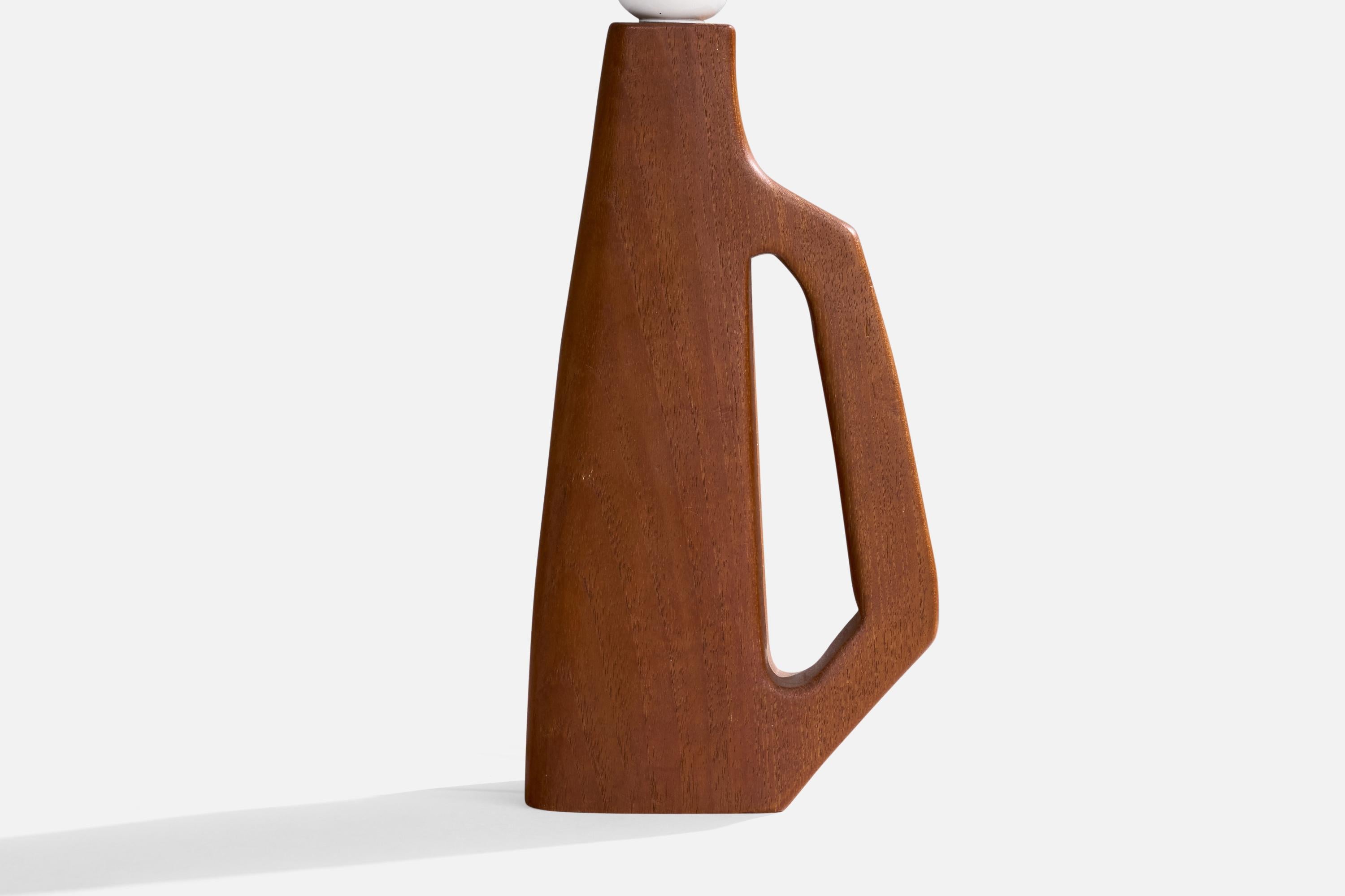 Swedish Designer, Table Lamp, Teak, Sweden, 1960s For Sale 1