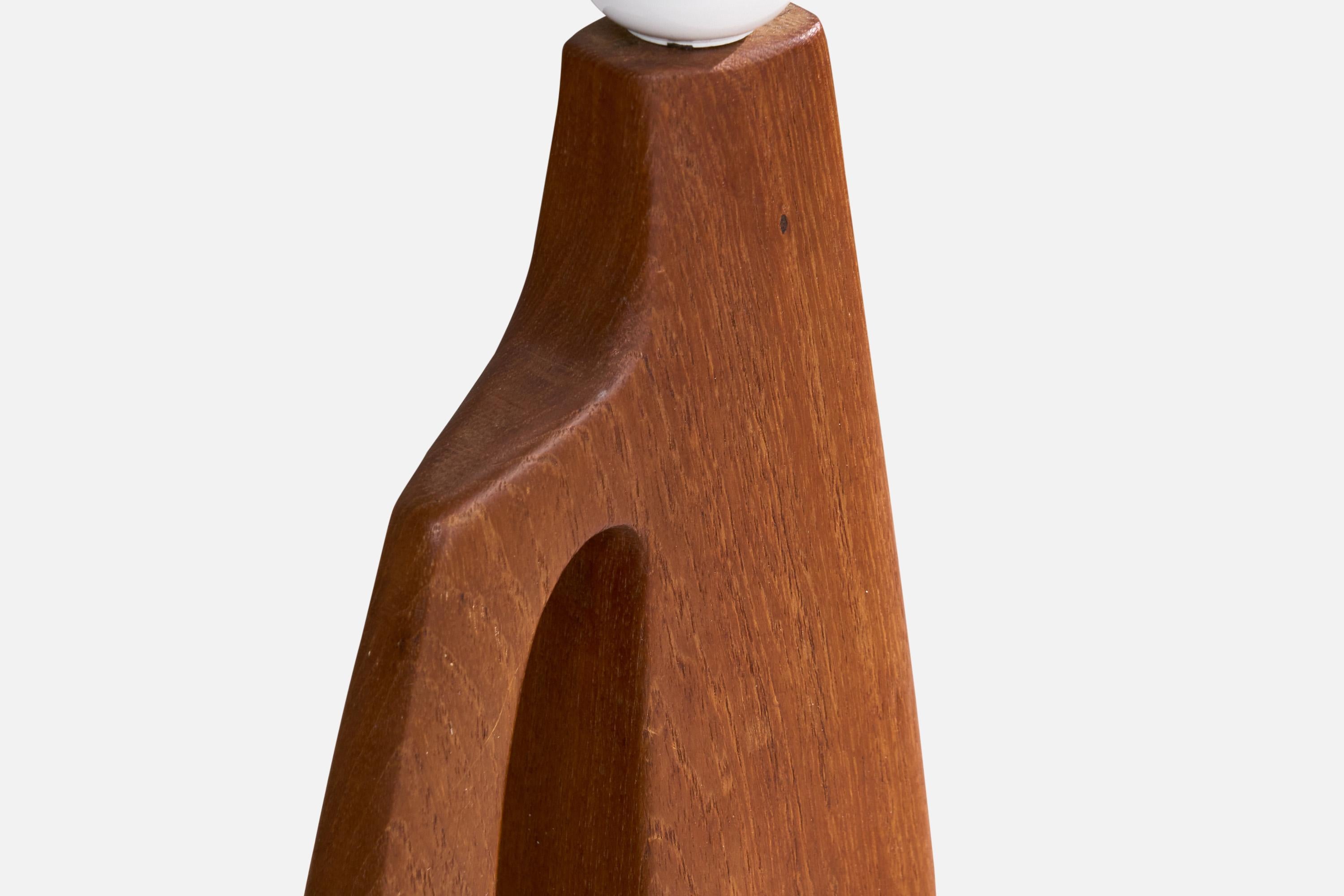 Swedish Designer, Table Lamp, Teak, Sweden, 1960s For Sale 3