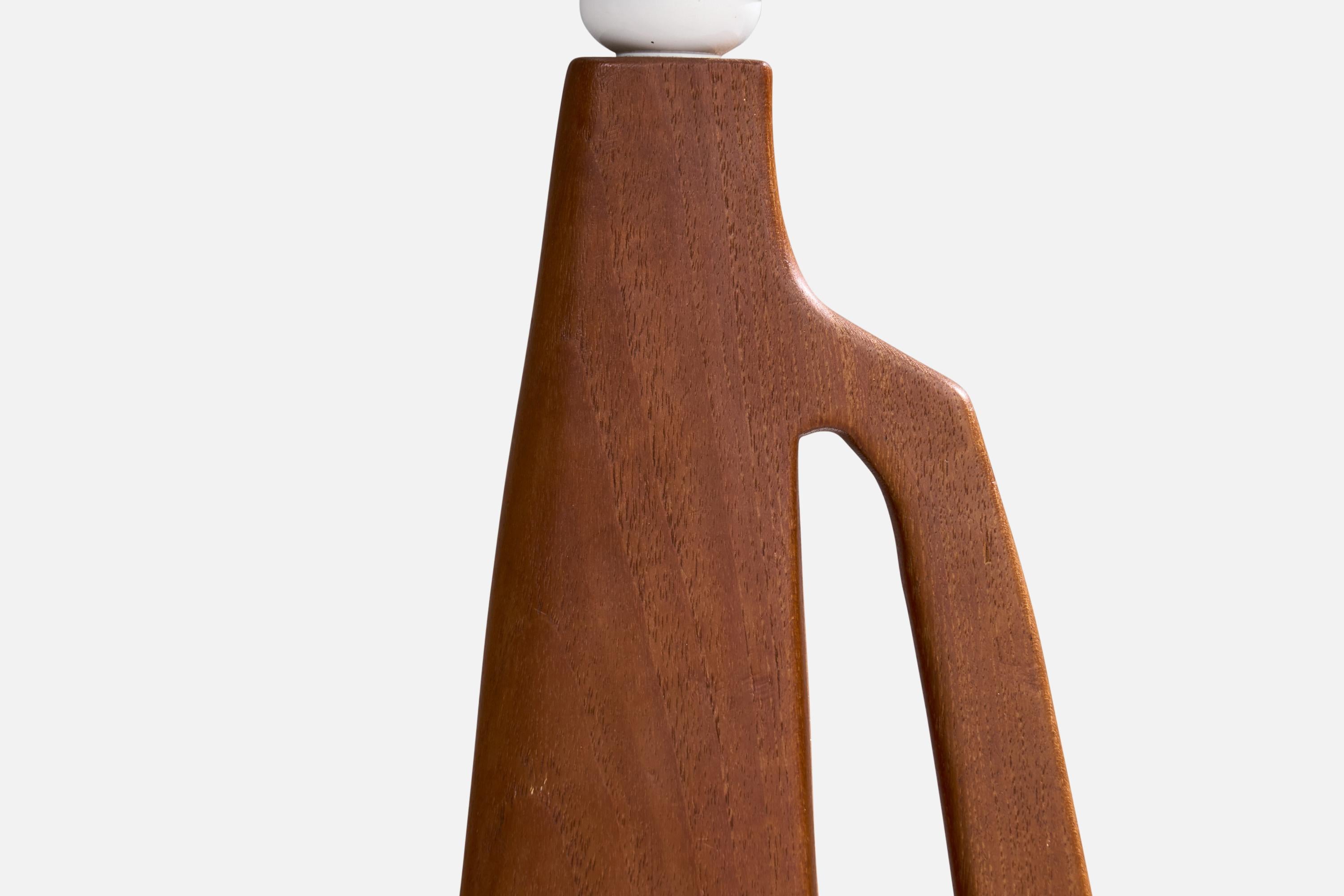 Swedish Designer, Table Lamp, Teak, Sweden, 1960s For Sale 4