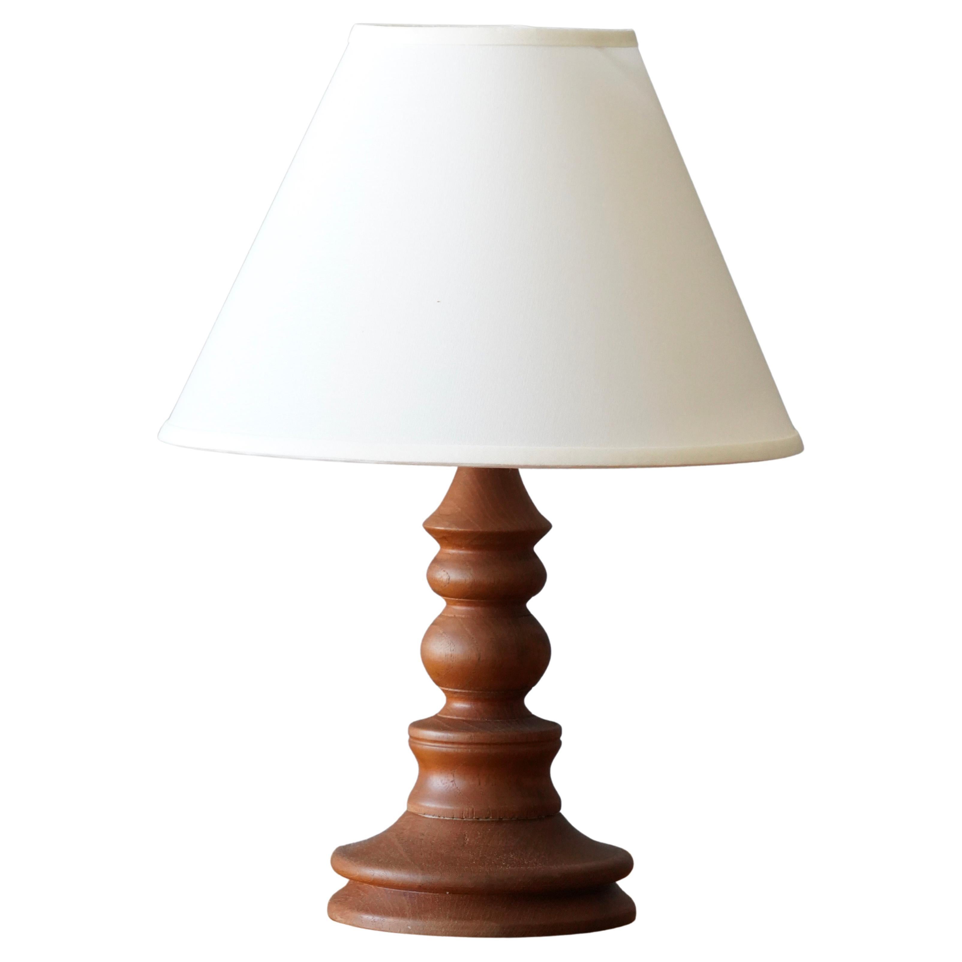Solid Carved Turned Teak Vase Shape Table Lamps For Sale at 1stDibs