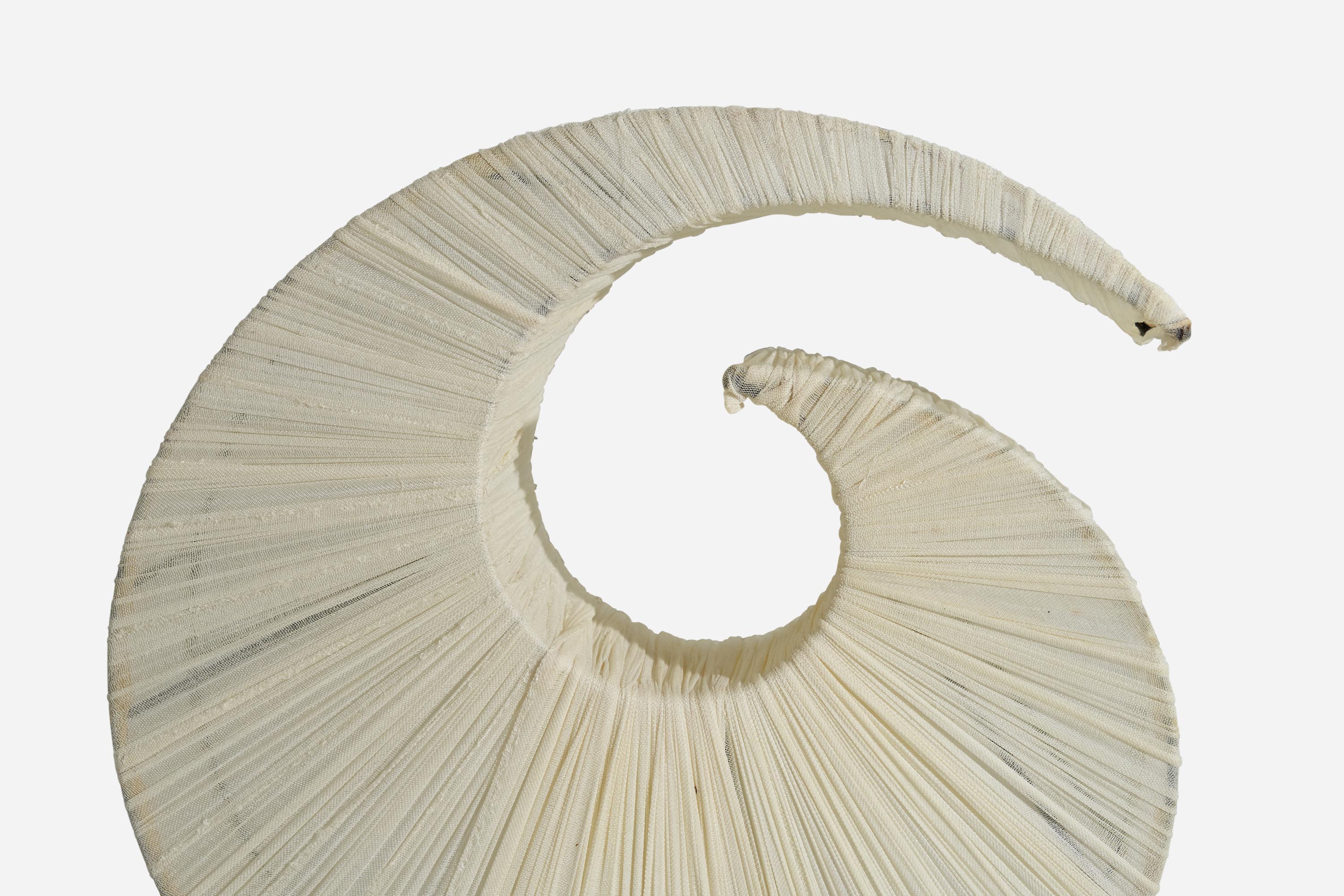 Swedish Designer, Table Lamp, White Fabric, Metal, Wood, Sweden, C. 1960s 1