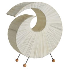 Swedish Designer, Table Lamp, White Fabric, Metal, Wood, Sweden, C. 1960s
