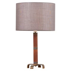 Swedish Designer Table Lamp - Wood and Solid Brass - 1950s