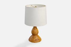 Schwedischer Designer, Tischlampe, Holz, Birkenrinde, Schweden, 1970er