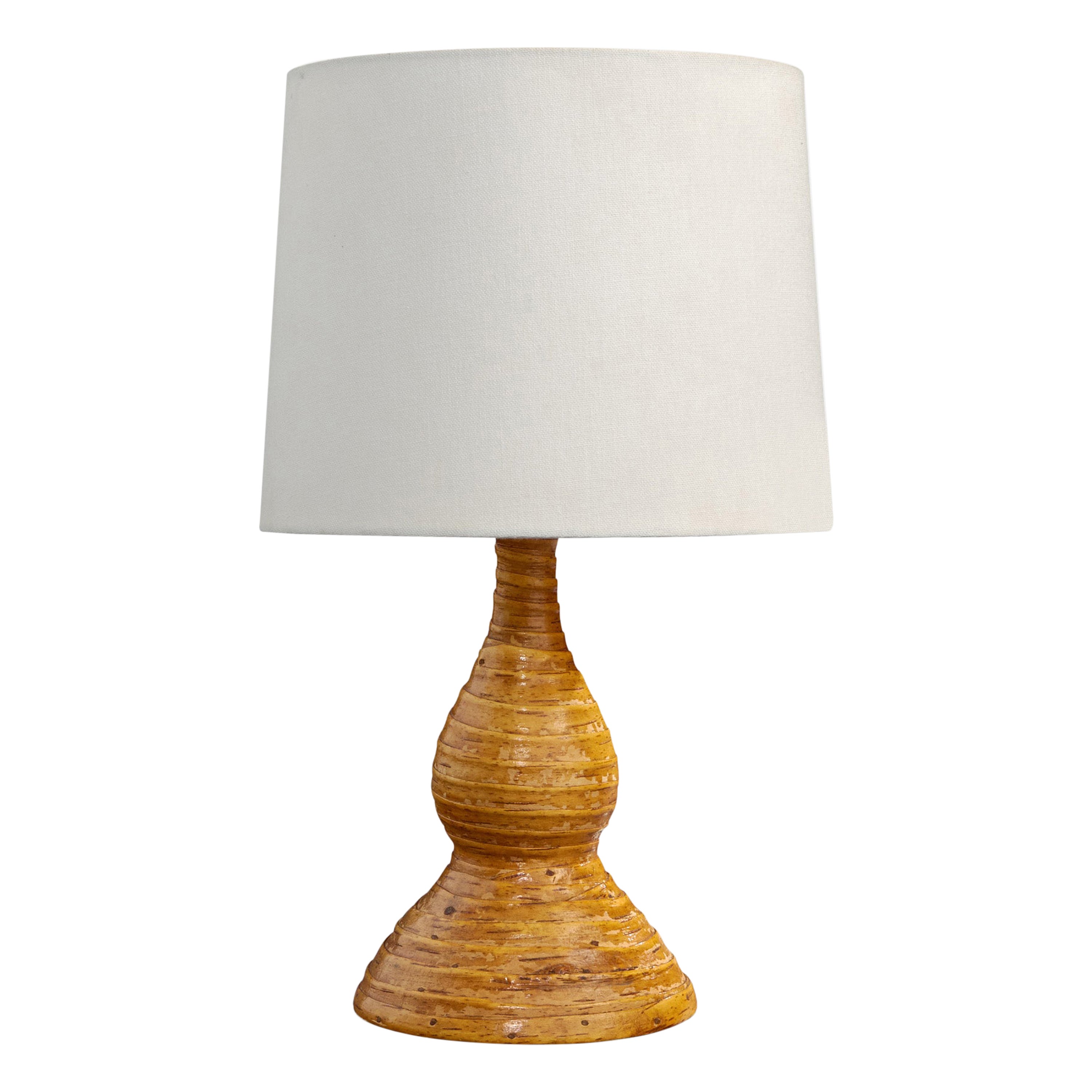 Swedish Designer, Table Lamp, Wood, Birch Bark, Sweden, 1970s