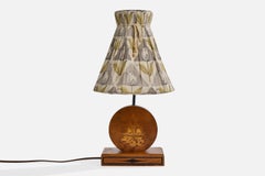 Schwedischer Designer, Tischlampe, Holz, Chrom, Stoff, Schweden, 1930er Jahre
