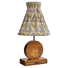 Schwedischer Designer, Tischlampe, Holz, Chrom, Stoff, Schweden, 1930er Jahre