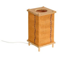 Lampada da tavolo di design svedese, Wood, Tessuto, Svezia, anni '70
