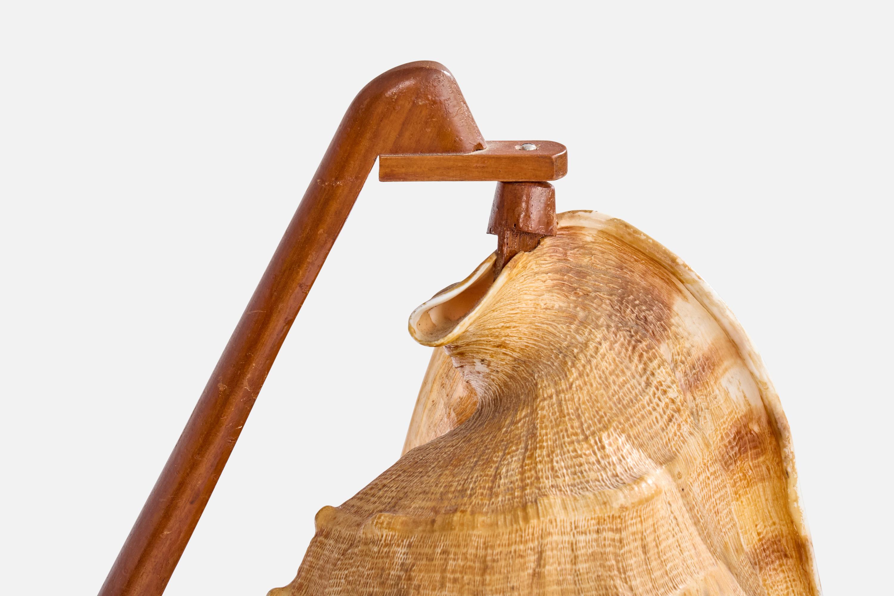 Mid-20th Century Swedish Designer, Table Lamp, Wood, Shell, Sweden, 1940s For Sale