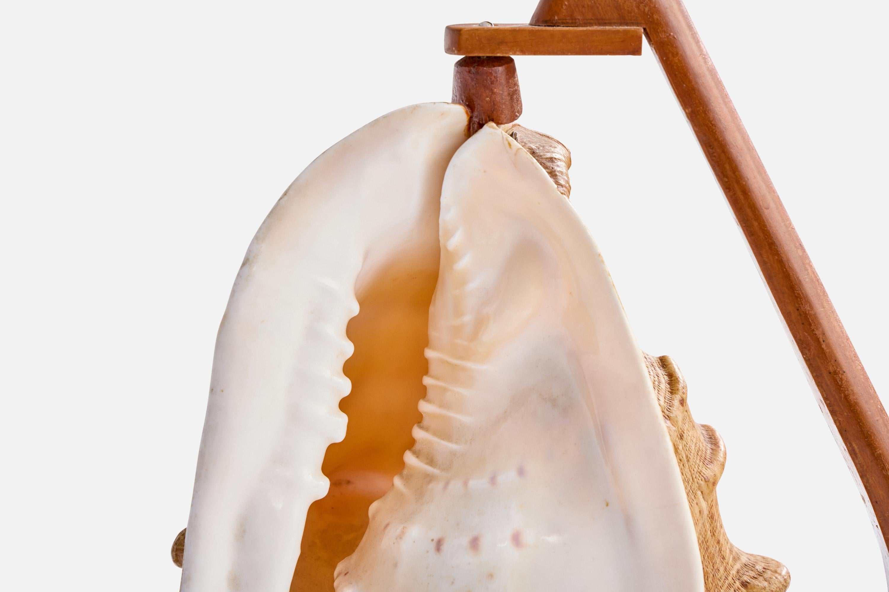 Swedish Designer, Table Lamp, Wood, Shell, Sweden, 1940s For Sale 1