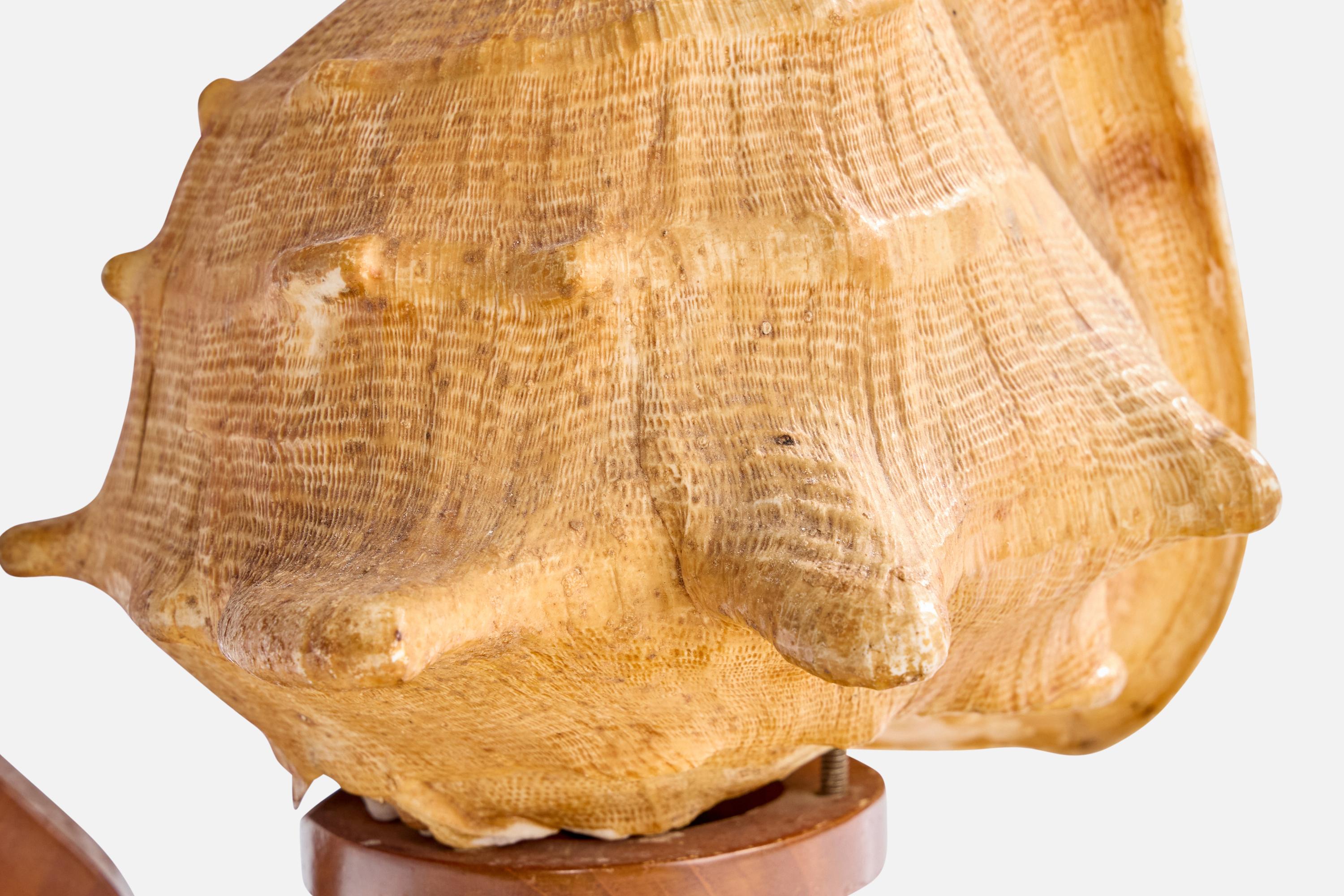 Swedish Designer, Table Lamp, Wood, Shell, Sweden, 1940s For Sale 2