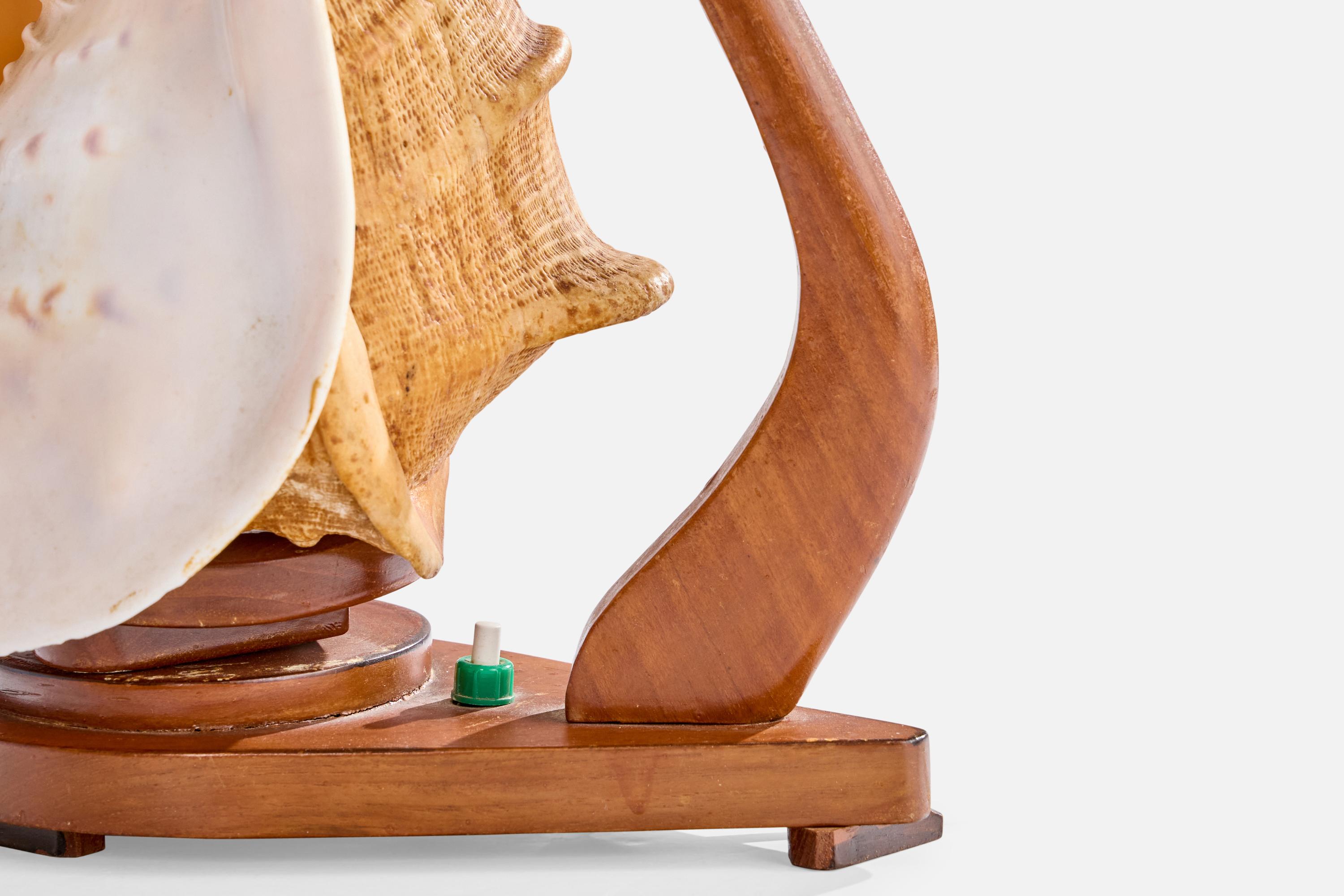 Swedish Designer, Table Lamp, Wood, Shell, Sweden, 1940s For Sale 4
