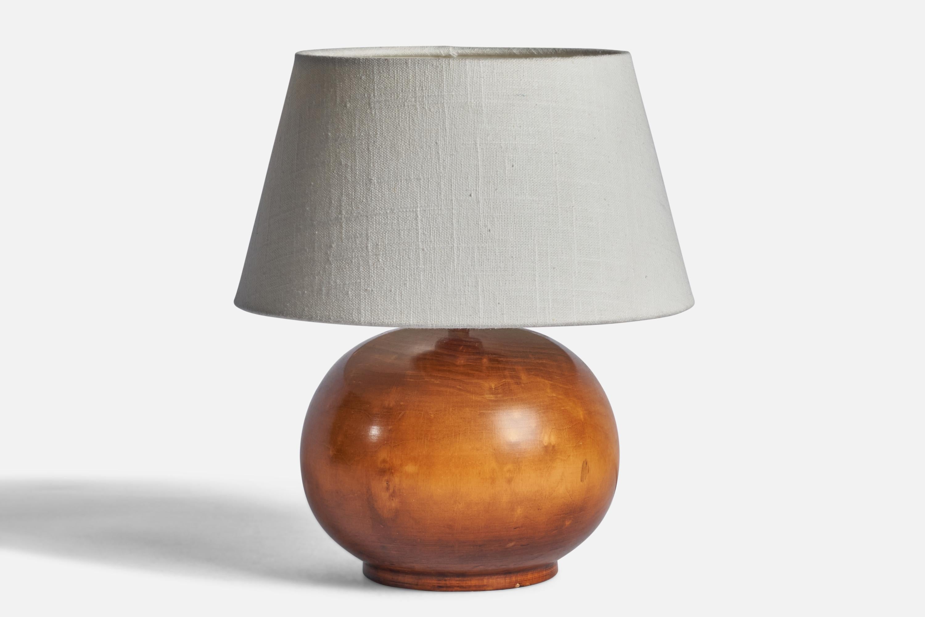 A lacquered wood table lamp designed and produced in Sweden, c. 1950s.

Dimensions of Lamp (inches): 8.45