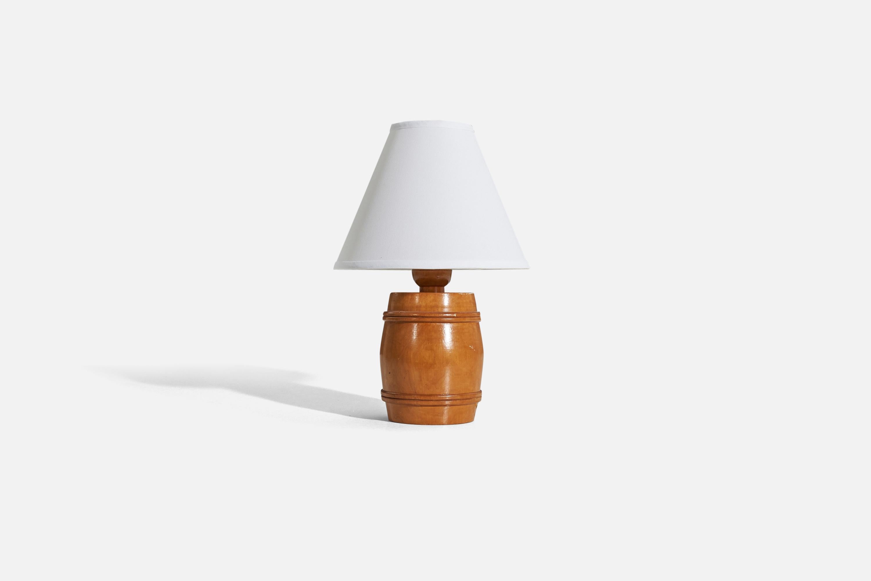 Mid-Century Modern Swedish Designer, Table Lamp, Wood, Sweden, 1950s For Sale