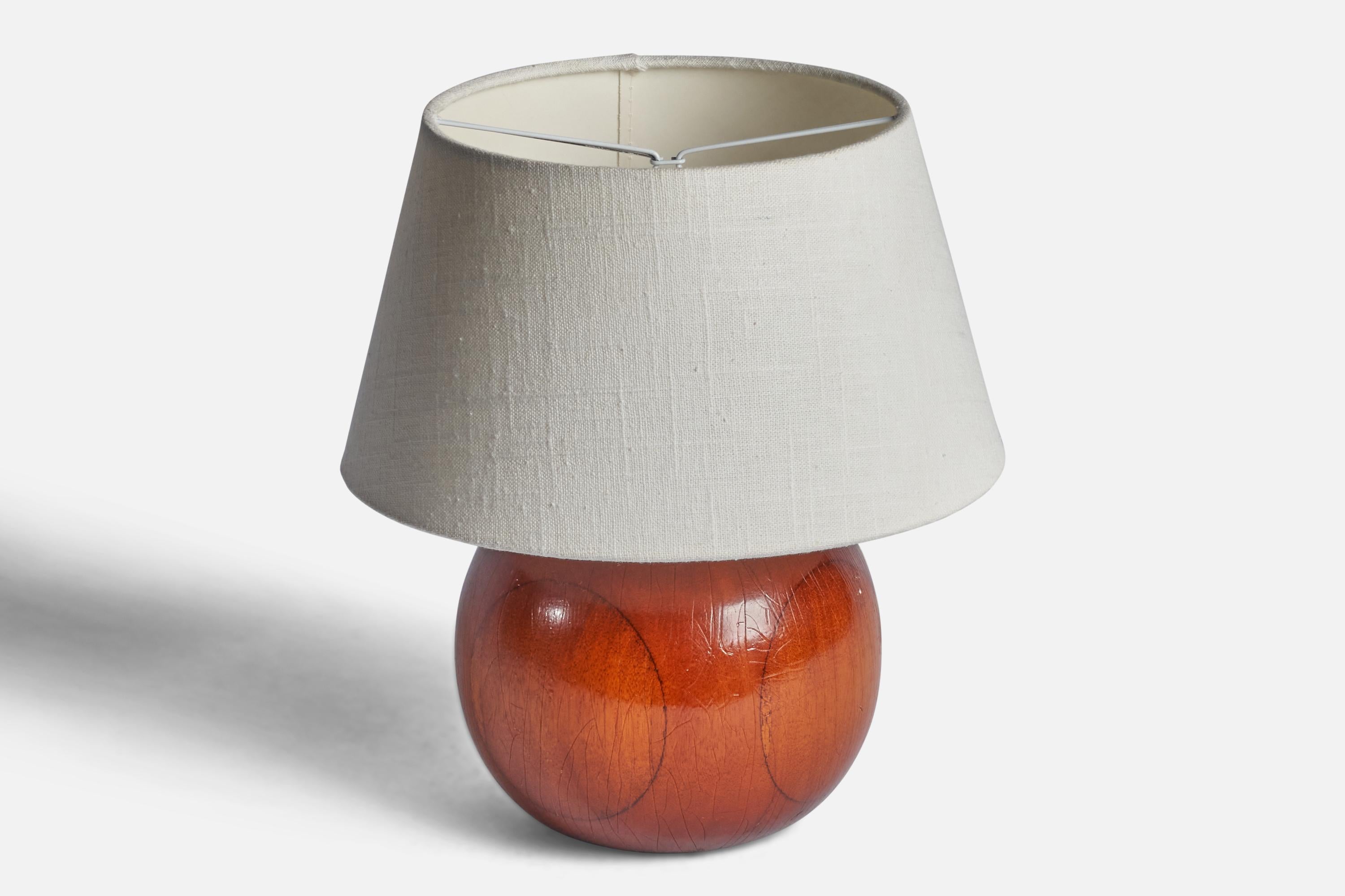 Mid-Century Modern Swedish Designer, Table Lamp, Wood, Sweden, 1950s For Sale